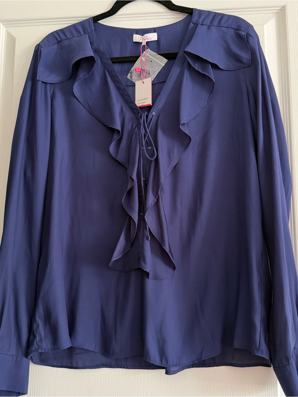 Parker Ruffled Tie-Front Blouse in Violet